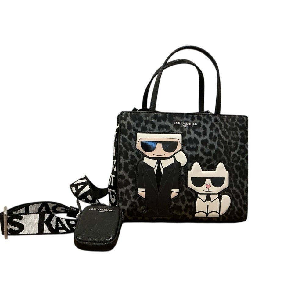 Karl Lagerfeld Black and Gray Character Tote